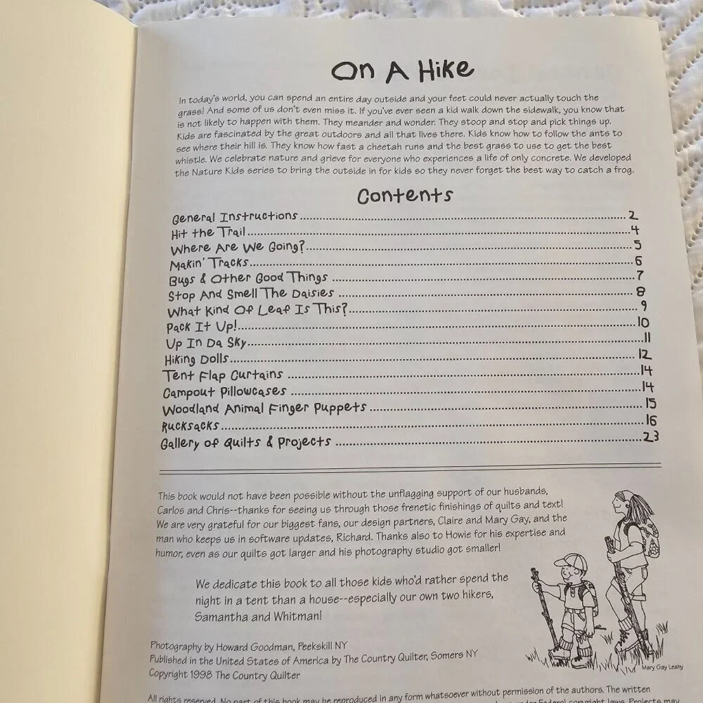 Nature Kids On A Hike Craft & Quilt Book, Vintage, 1998 The Country Quilter